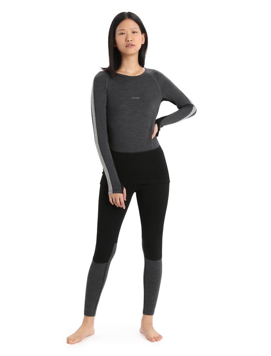 Black / Jet Heather Women's Icebreaker 200 ZoneKnit™ Merino Leggings | USA 1527VRWD